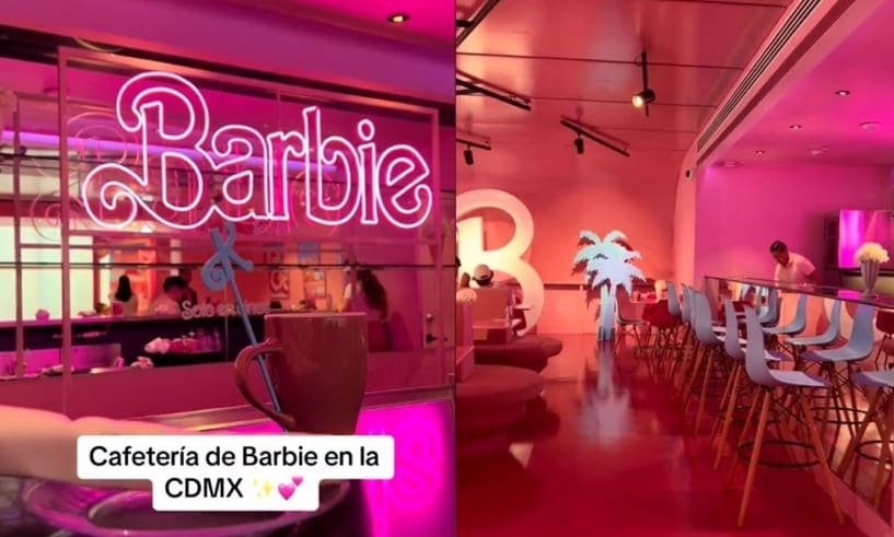 VIDEO: ¡De ensueño! Cafetería con temática de Barbie causa sensación en CDMX